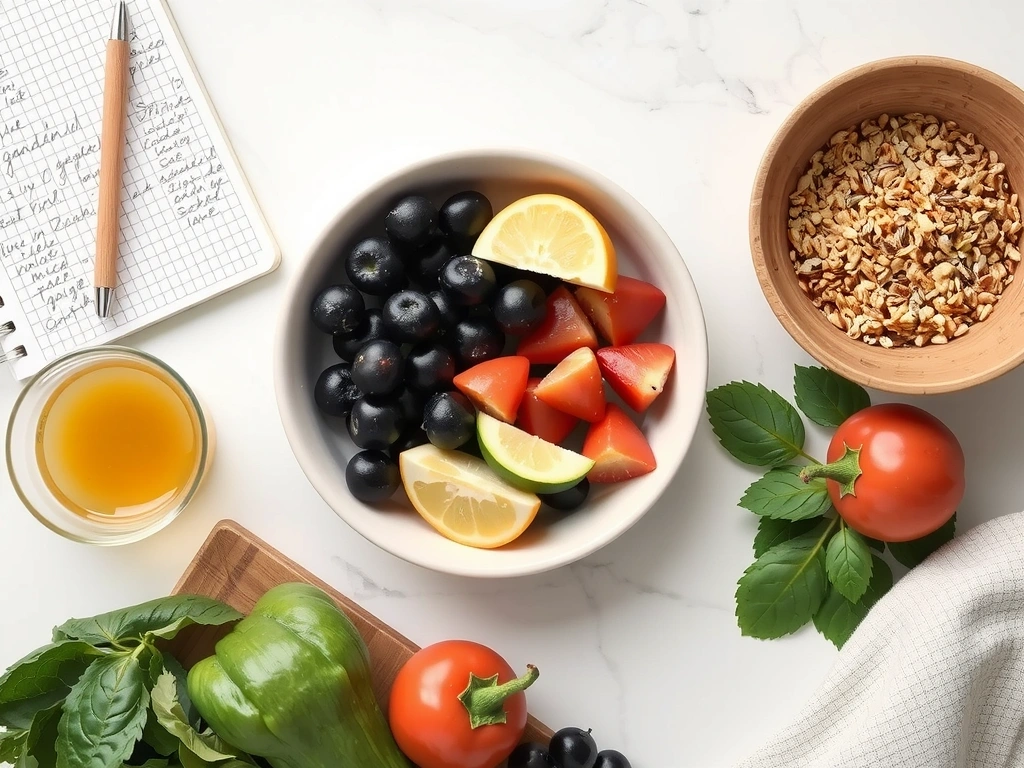 Gesundes Essen und Notizen zur Ernährungsberatung